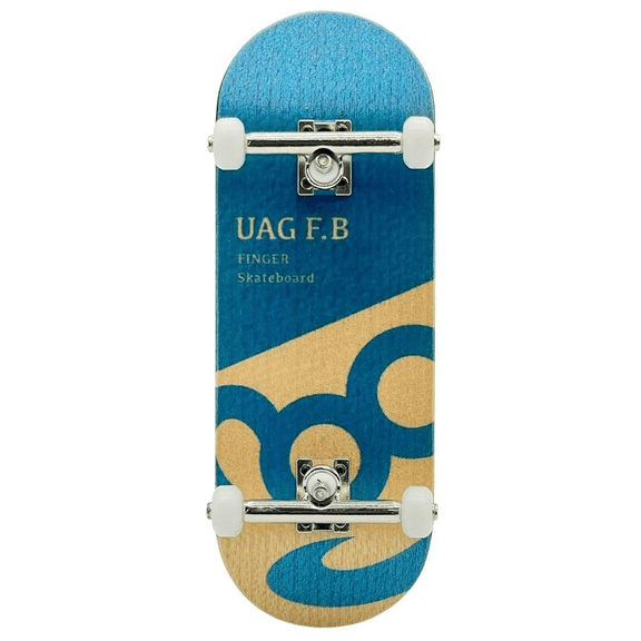 UAG Fingerboard Complete - Rise Emblem Blue Graphic, 34mm Fingerboard Setup with Deck, Trucks & Wheels