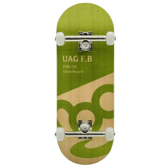 UAG Fingerboard Complete - Rise Emblem Green Graphic, 34mm Fingerboard Setup with Deck, Trucks & Wheels