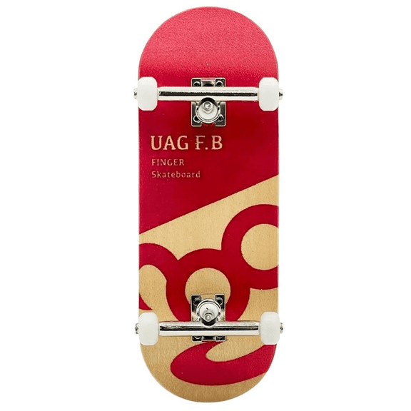 UAG Fingerboard Complete - Rise Emblem Red Graphic, 32mm Fingerboard Setup with Deck, Trucks & Wheels