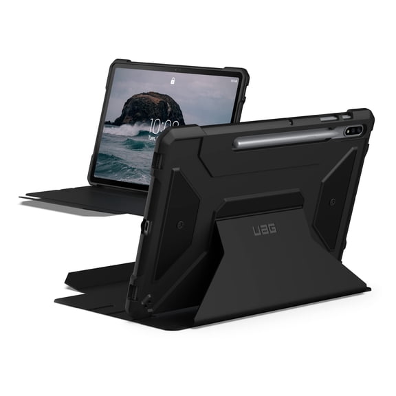 UAG Galaxy Tab S8 Plus 12.4-inch Case Rugged Smooth Exterior Material Heavy Duty Folio Stand Metropolis SE Protective Cover, Black