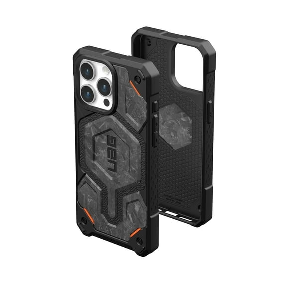 UAG [Limited Edition] iPhone 15 Pro Max Case 6.7" Monarch Pro Forged Carbon Fiber Orange Accent, Built-in Magnet Compatible with MagSafe Rugged Protective Cover