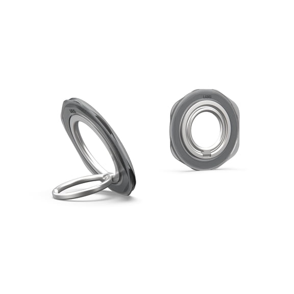 UAG Mag Ring Stand LT - Ultra Strong Magnet MagSafe Compatible Metal Phone Ring Grip 360 Rotation Multi-viewing Kickstand, Transparent Smoke