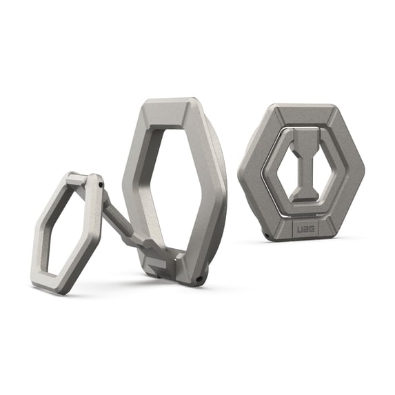 UAG Magnetic Phone Ring Stand Compatible with MagSafe Magnet, Removable Metal Finger Ring Grip & 360 Rotation Adjustable Kickstand for iPhone 17/16/15, Galaxy S25/S24, Titanium