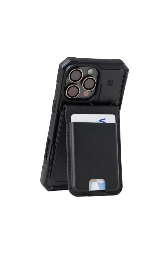 UAG Slim Wallet PU Vegan Leather Black 5 Cards Holder with Kickstand, Metropolis Magnetic Wallet Compatible with MagSafe for iPhone, Galaxy