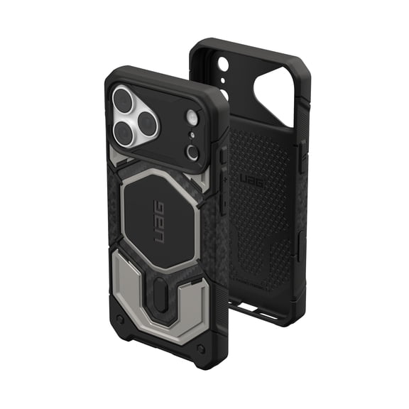 UAG Monarch Pro Case for iPhone 18 Pro Max/iPhone 17 Pro Max, Titanium, Camera Control Cover Button, MagSafe Compatible, Carbon Fiber Inlay, Featherlight, Traction Grip, Military Grade Drop Tested