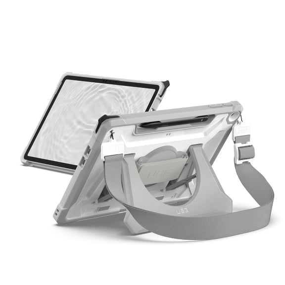 UAG Plasma for Microsoft Surface Pro 12" (1st Ed/2nd Ed) Case, White/Grey, Protective Case w Kickstand, Handstrap, Shoulder Strap & Pen Storage, TPU, Shockproof, Military Grade Drop Protection