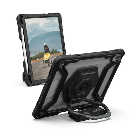 UAG iPad 11" A16 11th Gen 2025, 10.9" 10th Gen 2022 Case w/ Built-in Screen Protector A3354 A3355 Rugged Protective Cover w/ Kickstand & Hand Strap, Plasma Ice/Black