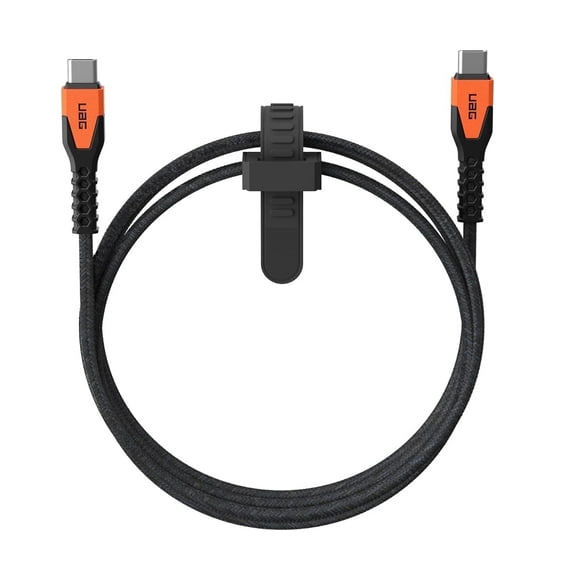 UAG Rugged Kelvar Core USB-C to USB-C Cable 5ft/1.5m 60W Power Delivery PD Reinforced Fast Charging Cable for iPhone 17/16/15, MacBook, iPad Pro, Samsung Galaxy S25/S24/S23, Black/Orange