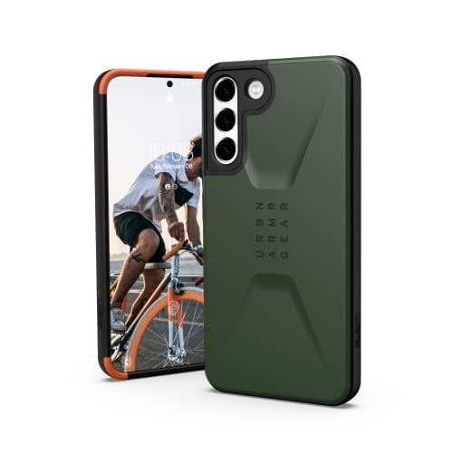 UAG Samsung Galaxy S22 Plus Case Green Olive Sleek Ultra-Thin Shock-Absorbent Civilian Protective Cover, [6.6 inch Screen]