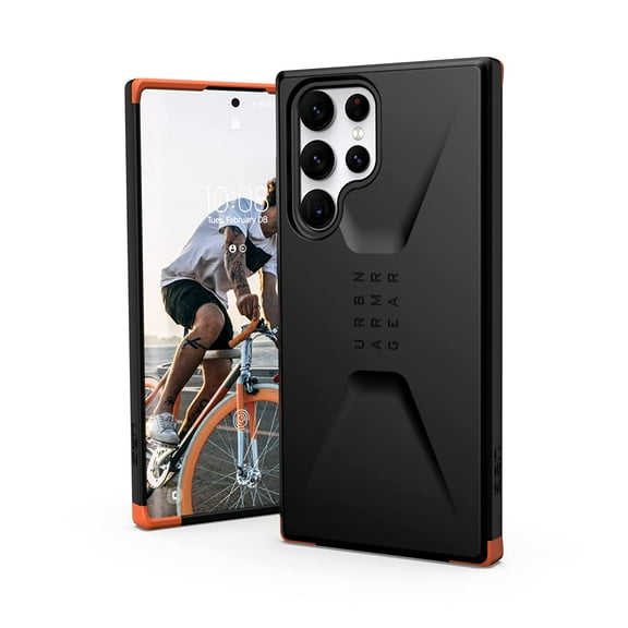 UAG Samsung Galaxy S22 Ultra 5G Case [6.8-inch Screen] Sleek Ultra-Thin Shock-Absorbent Civilian Protective Cover, Black