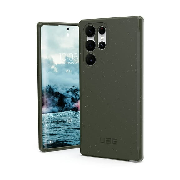UAG Samsung Galaxy S22 Ultra Case Green Olive 100% Biodegradable, Compostable, Mindful Eco-Friendly Ultra Slim Outback Biodegradable Protective Cover, [6.8 inch Screen]