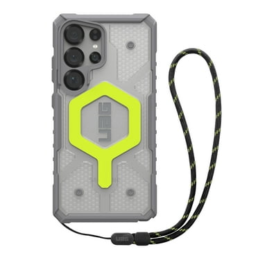 UAG Samsung Galaxy S25 Ultra Case 6.8" Pathfinder Clear Bundle with Wrist Lanyard - Compatible with Magnetic Charging Luminous Glow in the Dark Cover, Active Neon