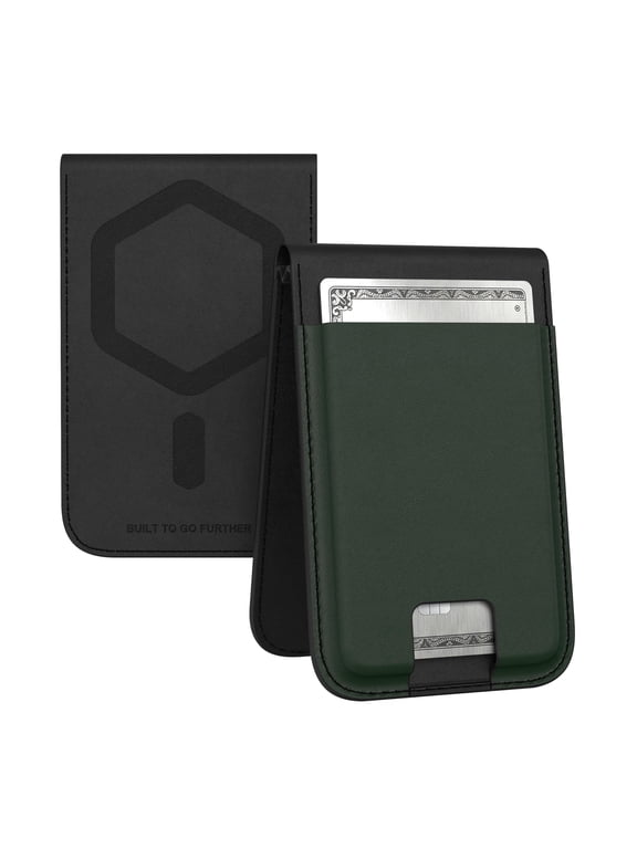 UAG Slim Wallet PU Vegan Leather 5 Cards Holder with Kickstand, Metropolis Magnetic Wallet Compatible with MagSafe for iPhone & Galaxy, Olive