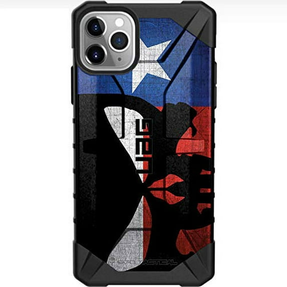 UAG Urban Armor Gear Limited Edition Case Design by EGO Tactical for Apple iPhone 12 & iPhone 12 Pro (6.1") - Weathered Texas State Flag, Punisher Sideways