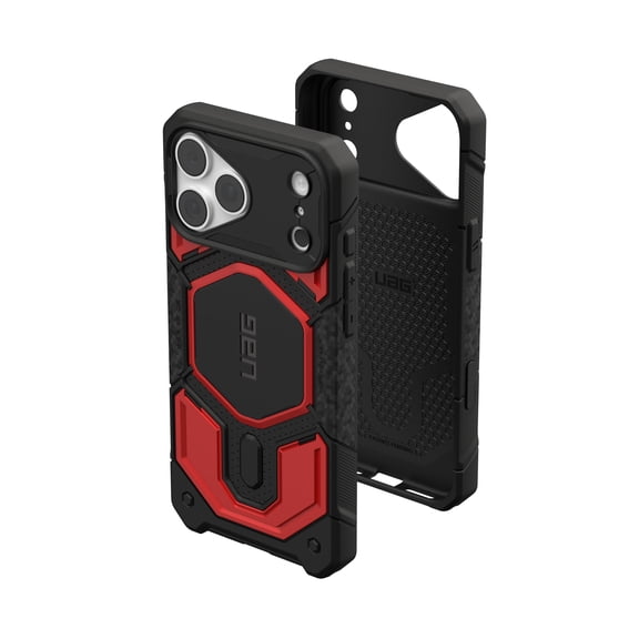 UAG Monarch Pro Case for iPhone 18 Pro Max/iPhone 17 Pro Max, Crimson, Camera Control Cover Button, MagSafe Compatible, Carbon Fiber Inlay, Impact Absorption, Traction Grip, Drop Protection