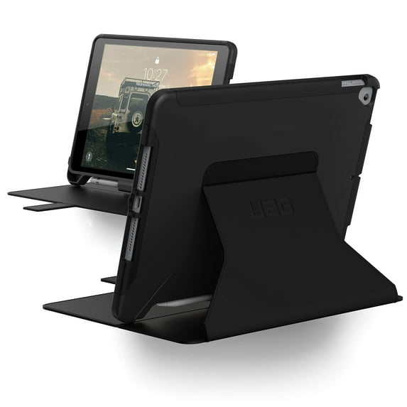 UAG iPad 10.2 Case Black 9th Generation 2021 & 8th Gen 2020 w/ Hand Strap Thin Slim Military Drop Tested Durable Protective w/ Stylus & Pencil Holder Scout Series