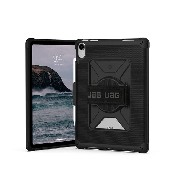 UAG iPad 11" A16 11th Gen 2025, 10.9" 10th Gen 2022 Case A3354 A3355 A2696 - Rugged Protective Folio Cover w/Adjustable Handstrap & Pencil Holder, Metropolis Black