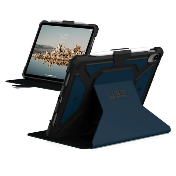 UAG iPad 11" A16 11th Gen 2025, 10.9" 10th Gen 2022 Case A3354 A3355 A2696 Rugged Protective Folio Cover w/Adjustable Stand & Pencil Holder, Metropolis SE Blue Mallard