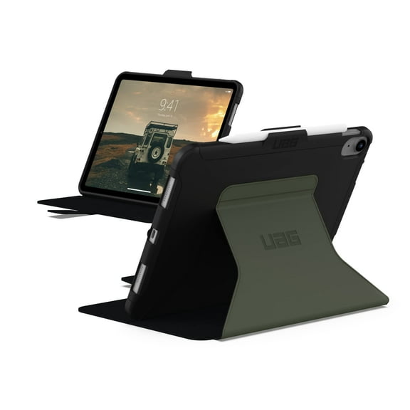 UAG iPad 11" A16 11th Gen 2025, 10.9" 10th Gen 2022 Case A3354 A3355 A2696 - Rugged Slim Protective Folio Cover with Pencil Holder, Scout Folio Black/Olive