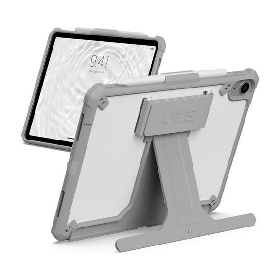 UAG iPad 11" A16 11th Gen 2025, 10.9" 10th Gen 2022 Case A3354 A3355 A2696 Protective Folio Cover w/ Hand Strap Pencil Holder & Kickstand, Scout Healthcare White/Gray