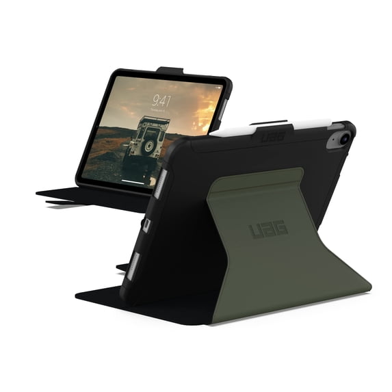 UAG iPad 11" A16 11th Gen 2025, 10.9" 10th Gen 2022 Case A3354 A3355 A2696 - Rugged Slim Protective Folio Cover with Pencil Holder, Scout Folio Black/Olive