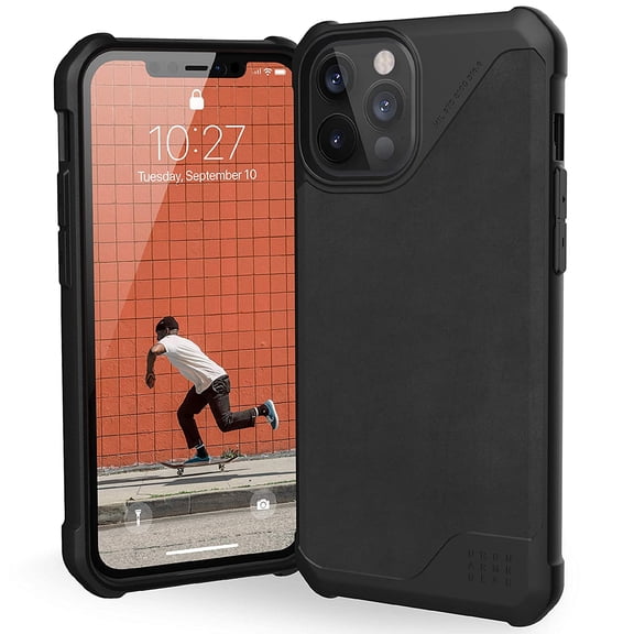 UAG iPhone 12 Pro Max Case [6.7-inch screen] Feather-Light Heavy Duty Shockproof Slim Rugged Metropolis LT. Protective Cover, Supple Italian Leather LTHR ARMR Black