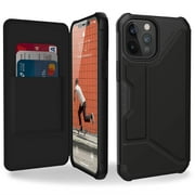 UAG iPhone 12 Pro Max Case [6.7-inch screen] Flip Folio Cover with Card Slots and Viewing Stand Feather-Light Rugged Metropolis Protective Cover, Smooth PU SATN ARMR Black