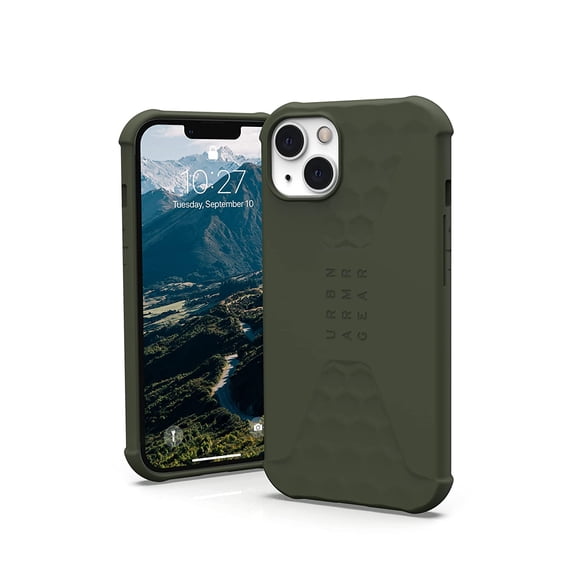 UAG iPhone 13 Case [6.1-inch screen] Ultra-Thin Shock-Absorbent Sleek Smooth Soft Touch Silicone Standard Issue Protective Cover, Olive