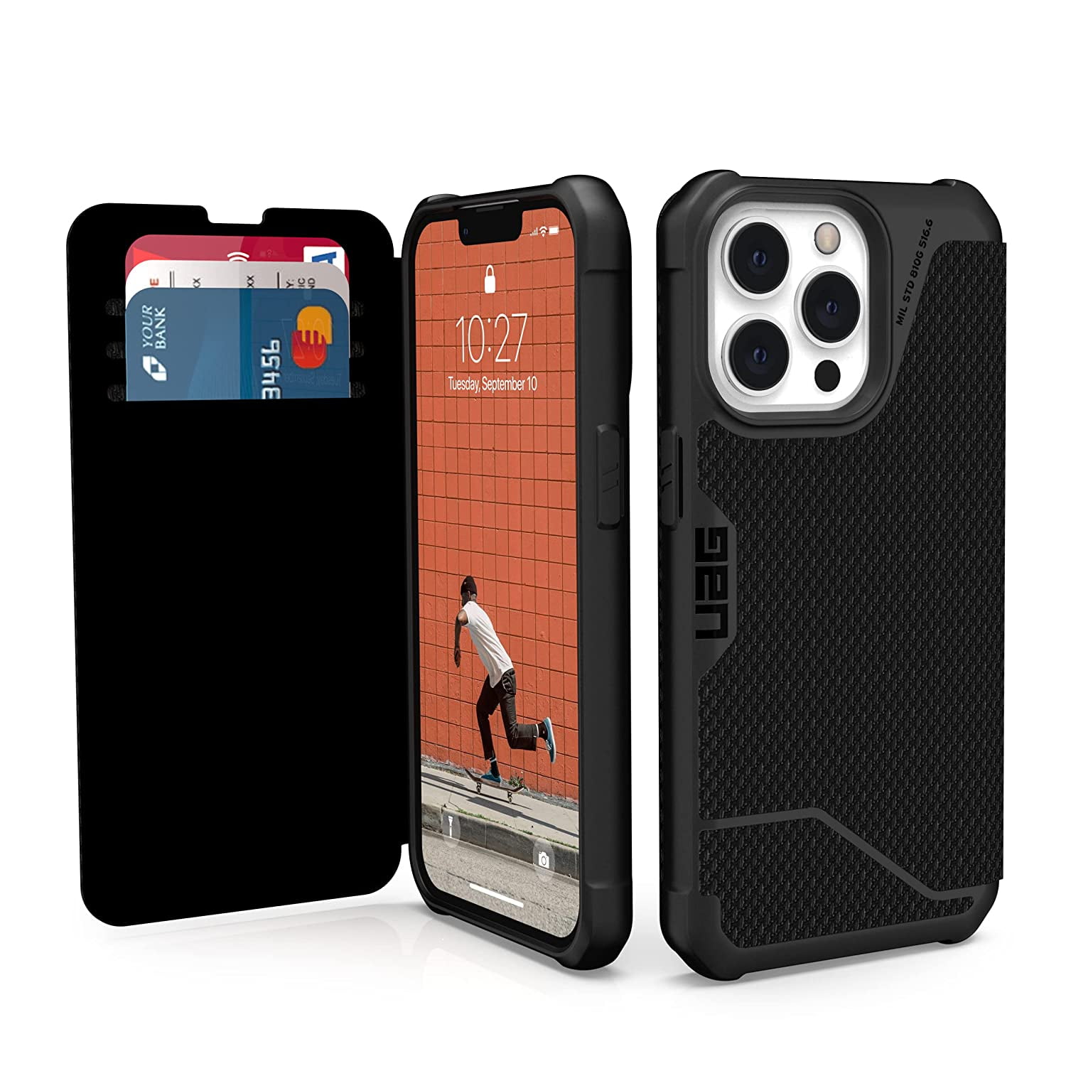 iPhone13 ProMax ケース　HELA OJAGA DESIGN Urban Armor Gear UAG iPhone 13 Pro Max Case, Kevlar Black, Flip