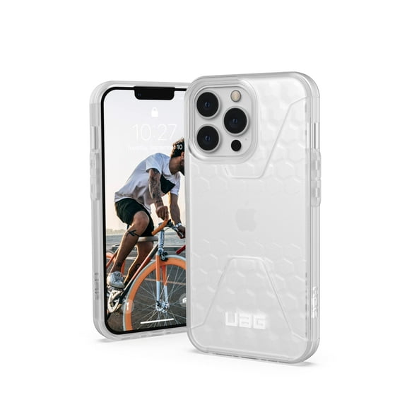 UAG iPhone 13 Pro Case Clear Frosted Ice Sleek Ultra-Thin Shock-Absorbent Transparent Civilian Protective Cover, [6.1 inch Screen]