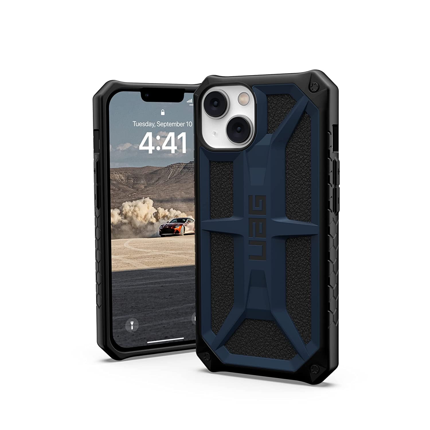 UAG iPhone 14 Case Blue Mallard 6.1" Monarch Rugged Premium Protective Cover Lightweight Slim Shockproof Dropproof Compatible with Wireless Charging