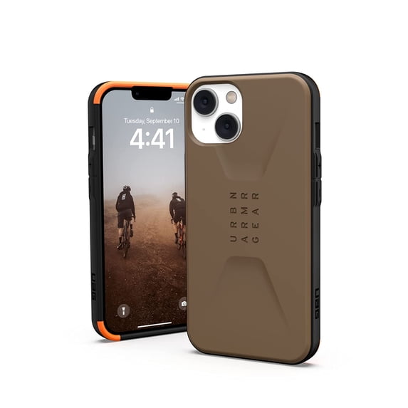 UAG iPhone 14 Case Brown Dark Earth 6.1" Civilian Sleek Ultra Thin Impact Resistant Dropproof Protective Cover Compatible with Wireless Charging by URBAN ARMOR GEAR