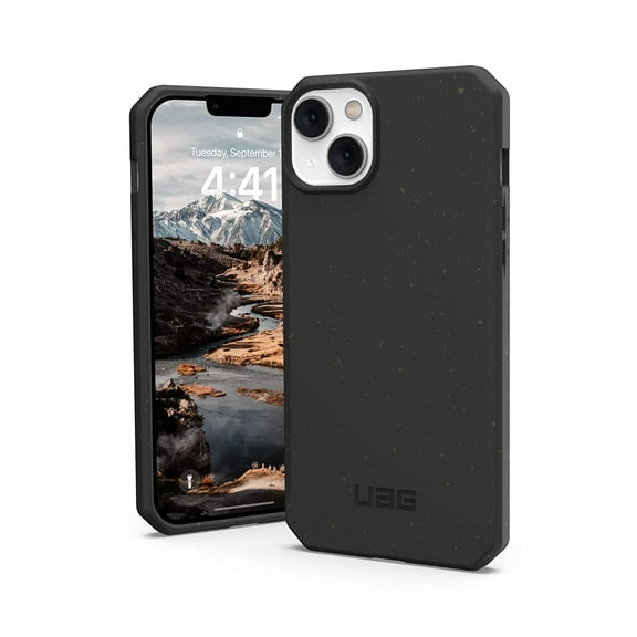 UAG iPhone 14 Plus Case Black 6.7" Outback Bio Ultra Thin Eco-Friendly Protective Cover Fully Biodegradable and Compostable Compatible with Wireless Charging by URBAN ARMOR GEAR