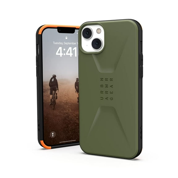 UAG iPhone 14 Plus Case Green Olive 6.7" Civilian Sleek Ultra Thin Slim Impact Resistant Dropproof Protective Cover Compatible with Wireless Charging by URBAN ARMOR GEAR