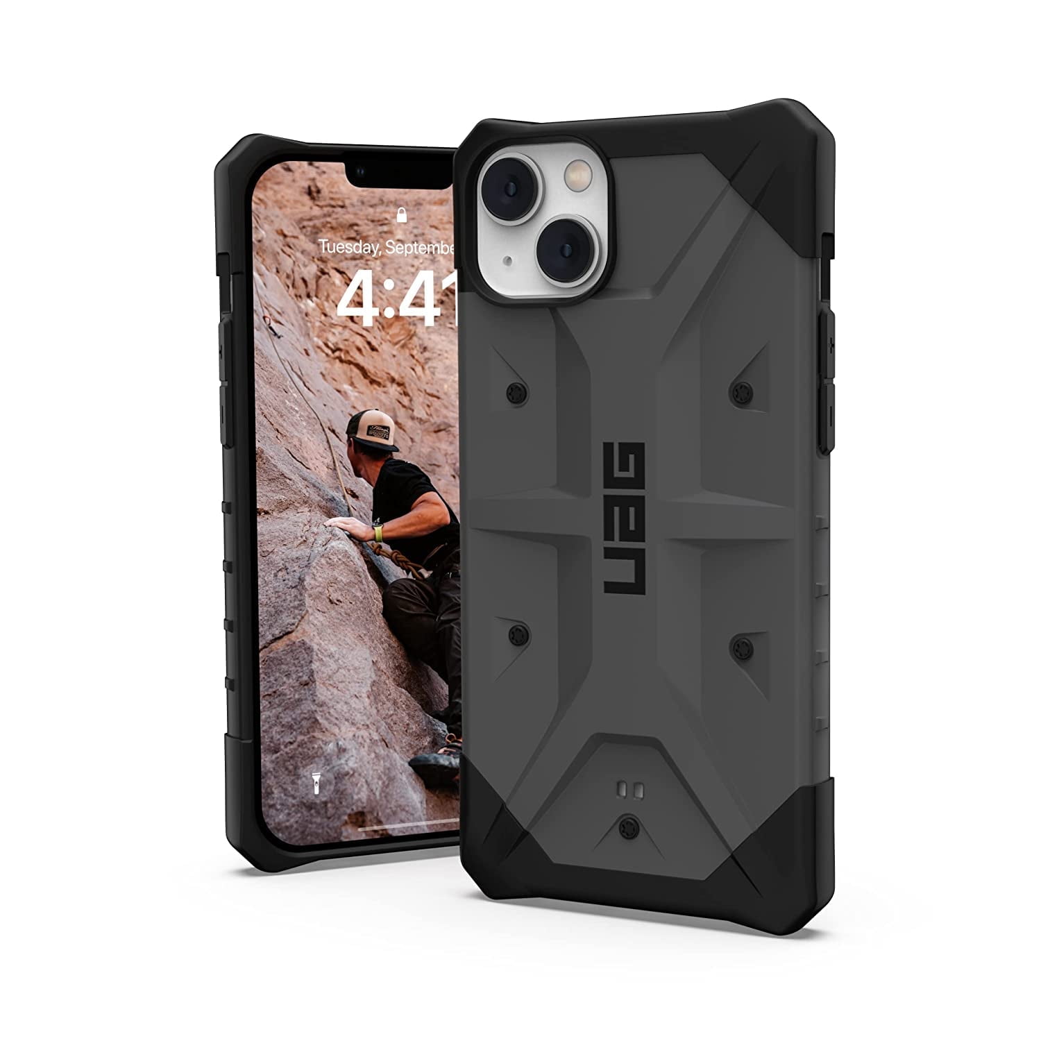 UAG iPhone 14 Plus Case Silver 6.7" Pathfinder Slim Lightweight Shockproof Dropproof Rugged Protective Cover Compatible with Wireless Charging by URBAN ARMOR GEAR