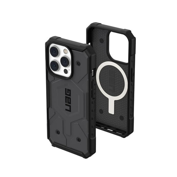 UAG iPhone 14 Pro Case Silver 6.1" Pathfinder Built-in Magnet Compatible with MagSafe Charging Slim Lightweight Shockproof Dropproof Rugged Protective Cover by URBAN ARMOR GEAR