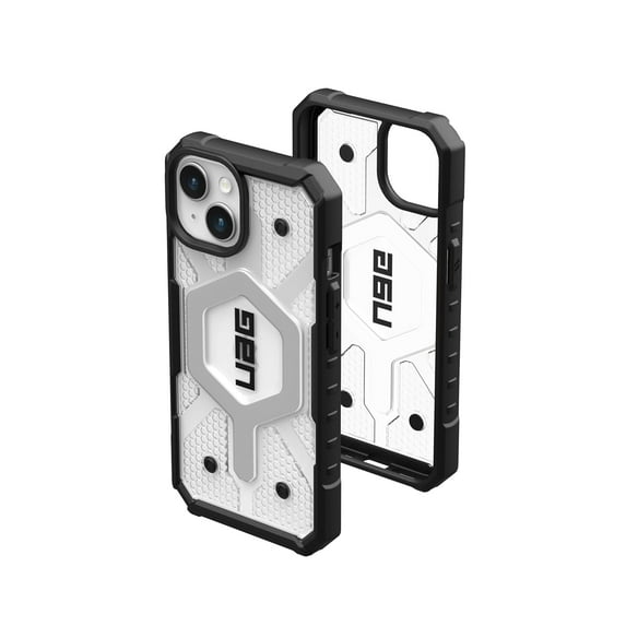 UAG iPhone 15 Case 6.1" Pathfinder Clear Ice/Silver Built-in Magnet Compatible with MagSafe Charging Rugged Transparent Dropproof Protective Cover by URBAN ARMOR GEAR