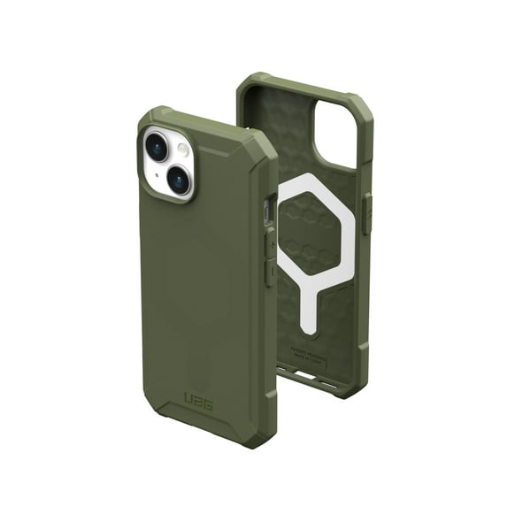 UAG iPhone 15 Plus Case 6.7" Essential Armor Olive Drab Built-in Magnet Compatible with MagSafe Charging Rugged Military Grade Dropproof Protective Cover by URBAN ARMOR GEAR