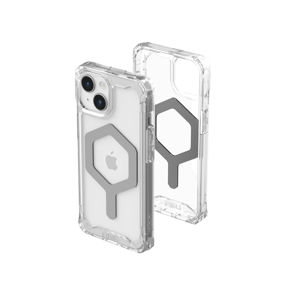 UAG iPhone 15 Plus Case 6.7" Plyo Ice/Silver Built-in Magnet Compatible with MagSafe Charging Rugged Anti-Yellowing Transparent Clear Protective Cover by URBAN ARMOR GEAR