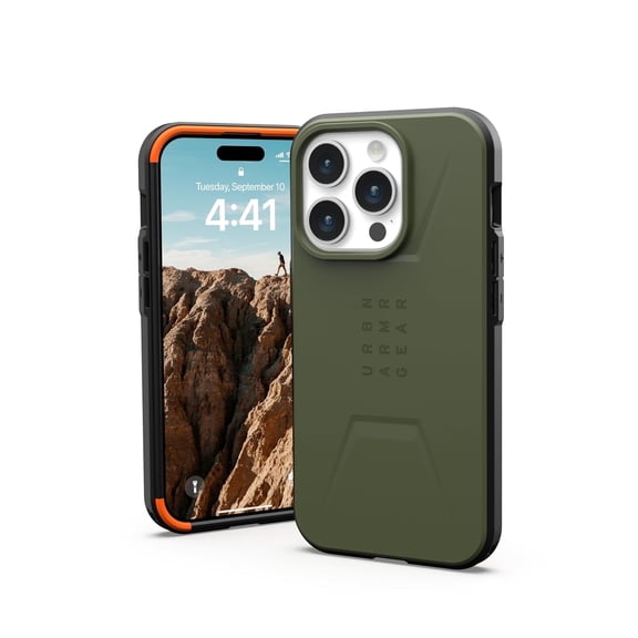 UAG iPhone 15 Pro Case 6.1" Civilian Olive Drab Built-in Magnet Compatible with MagSafe Charging Rugged Military Grade Dropproof Protective Cover by URBAN ARMOR GEAR