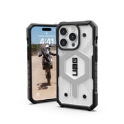 UAG iPhone 15 Pro Case 6.1 Pathfinder Clear Ice/Silver Built-in Magnet Compatible with MagSafe Charging Rugged Transparent Dropproof Protective Cover by URBAN ARMOR GEAR