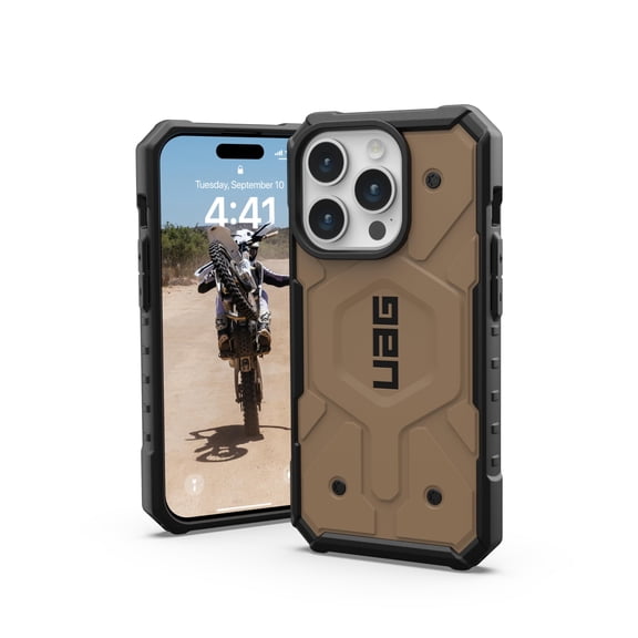 UAG iPhone 15 Pro Case 6.1" Pathfinder Dark Earth Built-in Magnet Compatible with MagSafe Charging Rugged Military Grade Dropproof Protective Cover by URBAN ARMOR GEAR