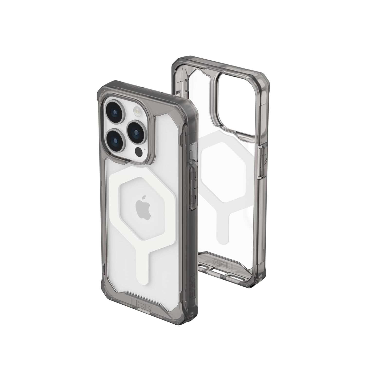 UAG iPhone 15 Pro Case 6.1" Plyo Ash/White Built-in Magnet Compatible with MagSafe Charging Rugged Anti-Yellowing Transparent Clear Dropproof Protective Cover by URBAN ARMOR GEAR