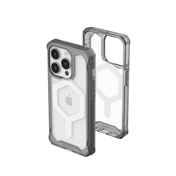 UAG iPhone 15 Pro Case 6.1" Plyo Ash/White Built-in Magnet Compatible with MagSafe Charging Rugged Anti-Yellowing Transparent Clear Dropproof Protective Cover by URBAN ARMOR GEAR