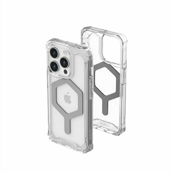 UAG iPhone 15 Pro Case 6.1" Plyo Ice/Silver Built-in Magnet Compatible with MagSafe Charging Rugged Anti-Yellowing Transparent Clear Dropproof Protective Cover by URBAN ARMOR GEAR