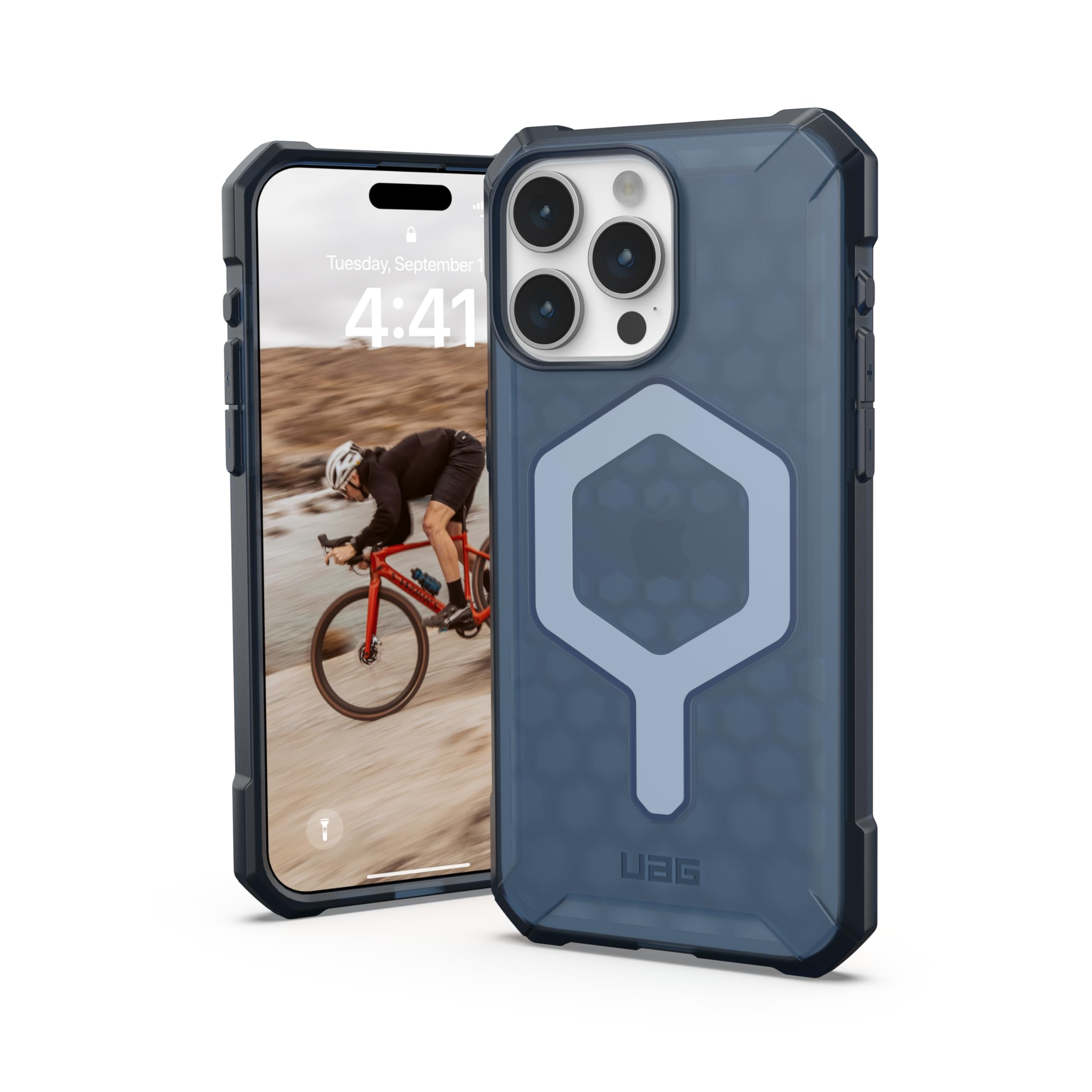 URBAN ARMOR GEAR Essential Armor Hülle Für IPhone 15 Pro Max – MagSafe-kompatibel, Militärischer Sturzschutz (bis 4,6 M), 50% Recycelt, Silber