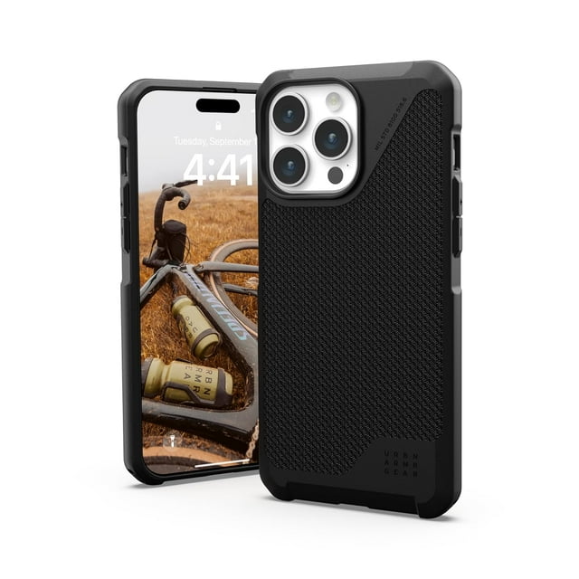 UAG iPhone 15 Pro Max Case 6.7" Metropolis LT Kevlar Black Built-in Magnet Compatible with MagSafe Charging Rugged Military Grade Dropproof Protective Cover by URBAN ARMOR GEAR