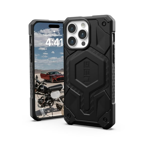 UAG iPhone 15 Pro Max Case 6.7" Monarch Pro Carbon Fiber Built-in Magnet Compatible with MagSafe Charging Premium Rugged Dropproof Protective Cover by URBAN ARMOR GEAR