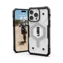 UAG iPhone 15 Pro Max Case 6.7" Pathfinder Clear Ice/Silver Built-in Magnet Compatible with MagSafe Charging Rugged Transparent Dropproof Protective Cover by URBAN ARMOR GEAR