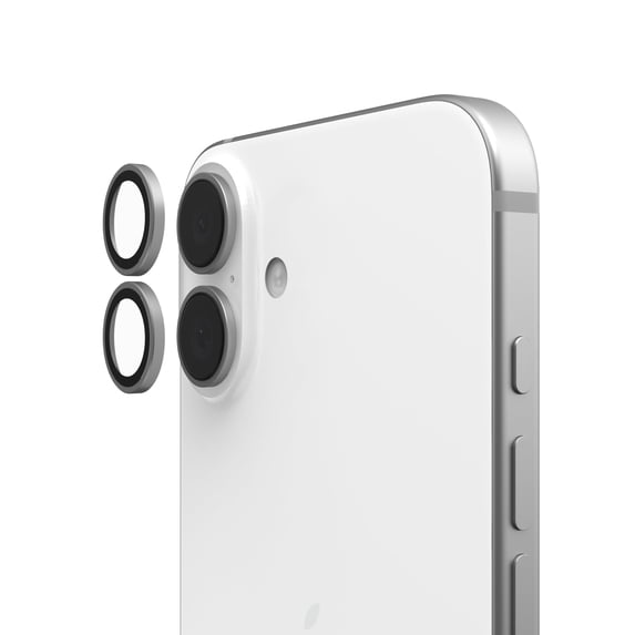 UAG iPhone 16/16 Plus Len Shield Camera Lens Protector, Scratch Resistant Anti-Fingerprint Individual Titanium Alloy Ring, Titanium/Clear